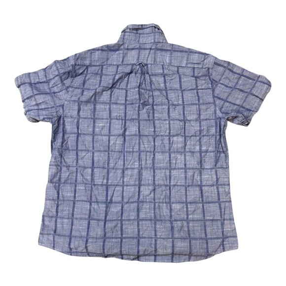 Izod Saltwater Relaxed Classics XXL Mens Plaid Short-Sleeve Button-Up Shirt Blue - Picture 2 of 4
